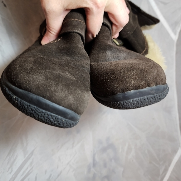 Earth Spirit Brown Leather Boot Faux Fur Women's Size 10 Zipper Buckle Furry EUC - Picture 8 of 14